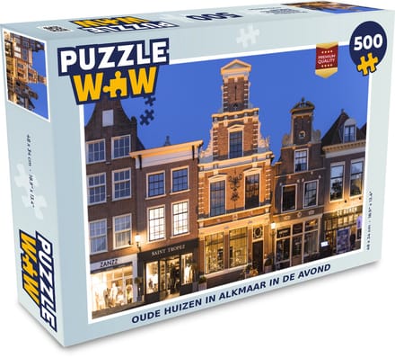 Puzzel Alkmaar - Avond - Huizen - Legpuzzel - Puzzel 500 stukjes