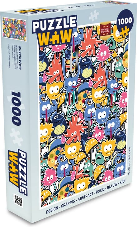 Puzzel Design - Grappig - Abstract - Rood - Blauw - Kids - Legpuzzel - Puzzel 1000 stukjes volwassenen