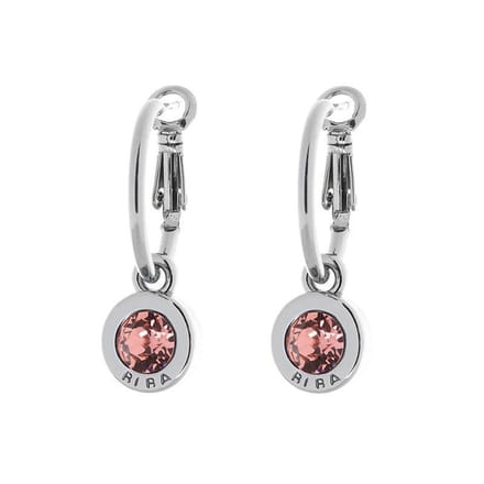 Biba Oorhangers Zilver met gekleurde steen Groot Rose Peach