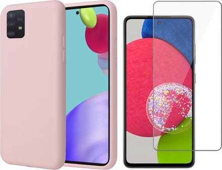 Hoesje geschikt voor Samsung Galaxy A52s - Fluweelzachte Backcover - Roze - Met Screenprotector