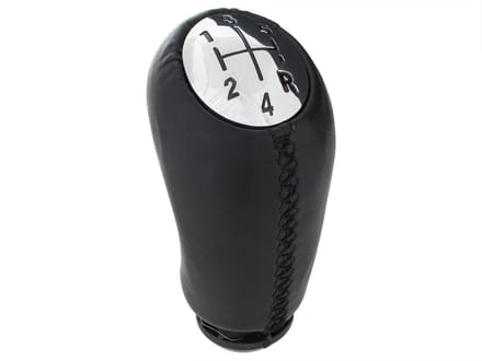 Modecar Serie - Schakelknop - Zwart Leer - 5 Versnellingen - Chroom