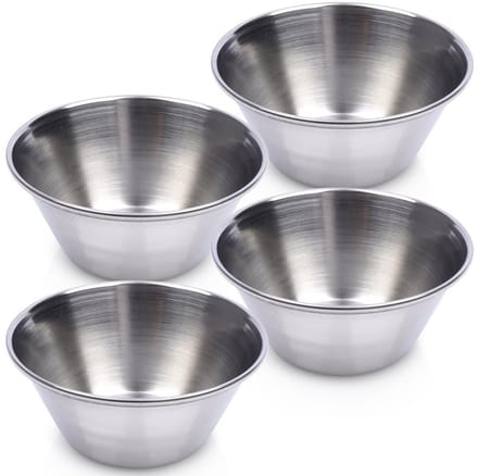 Excellent Houseware - Stalen Dip Kommen Set - 40 ml - 6 cm - Zilver