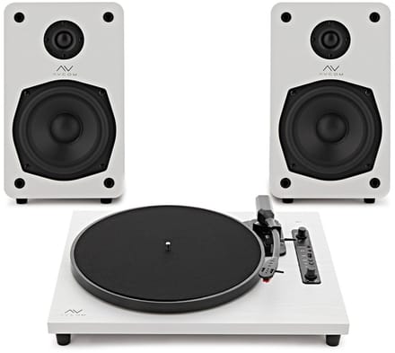 AVCOM Contemporary Platenspeler en actief luidspeakersysteem, wit