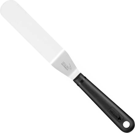 Déglon Gebogen spatel – ergonomisch ontwerp – roestvrijstaal – 18 cm – vaatwasmachinebestendig