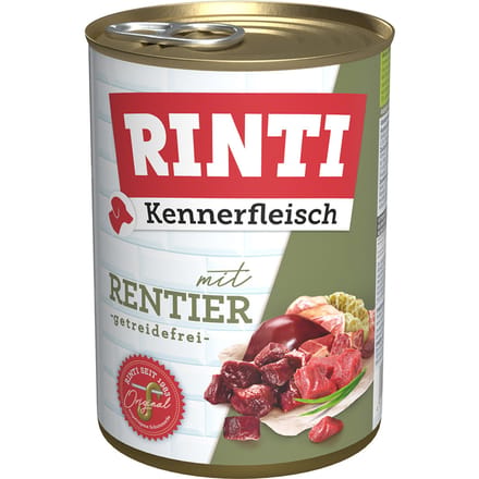 6 x 400 g RINTI Kennerfleisch Rendier Natvoer Hond