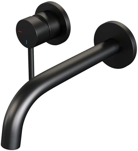 Brauer Black Edition Inbouw Wastafelmengkraan met Gebogen Uitloop en Rozetten Model A2 Mat Zwart