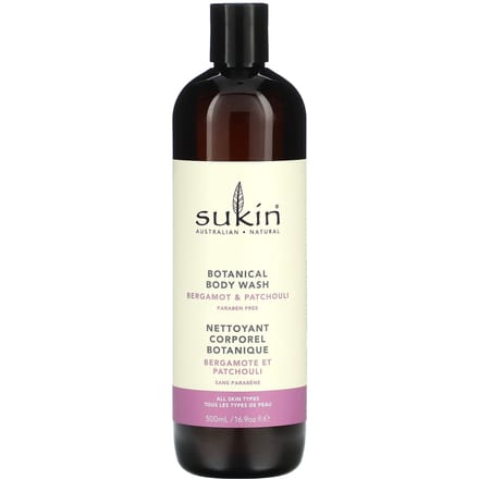 Sukin, Gel Douche Botanique, Bergamote & Patchouli, 500 ml (16,9 oz) black