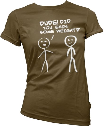 Hybris Hé! Ben je wat aangekomen? Girly T-shirt voor dames, bruin