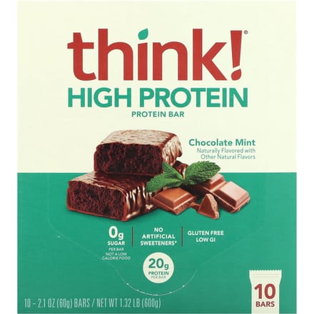 Pense!, barre protéinée, saveur chocolat menthe, 10 barres, 60g (2,1 oz) chaque