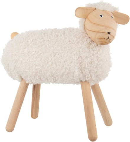 J-Line decoratie Schaap - hout/kunstbont naturel wit - large
