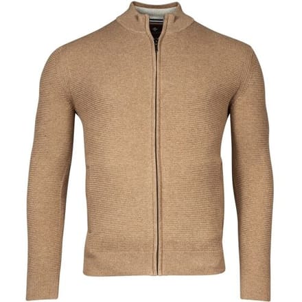 Baileys Vest Cardigan Zip Allover Texture Donker Zand / male