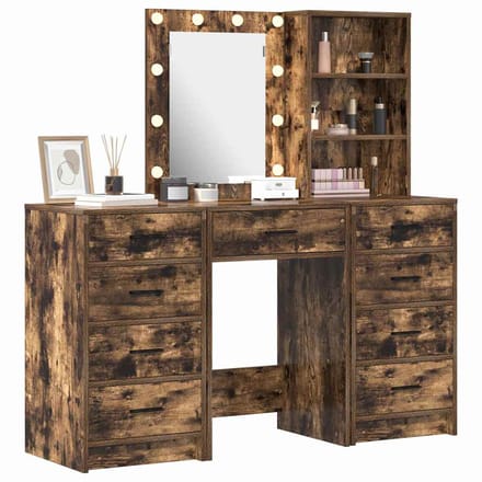 vidaXL - Kaptafel - 3 - st - Bruin - 40 - x - 41 - x - 135 - cm - Bewerkt - hout
