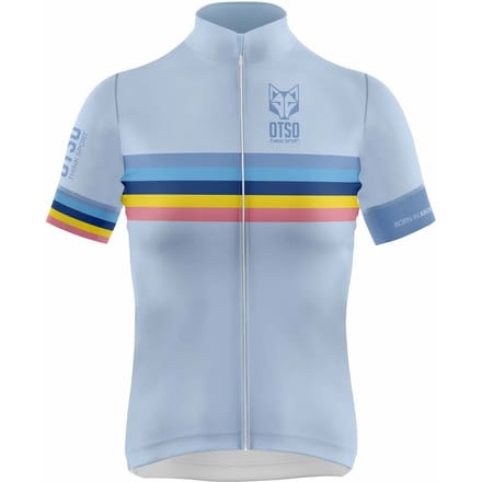 Otso Stripes Korte Mouw Wielertrui Blauw S Vrouw