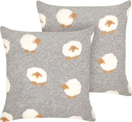 EINADIA - Sierkussen set van 2 - Grijs - 45 x 45 cm - Polyester