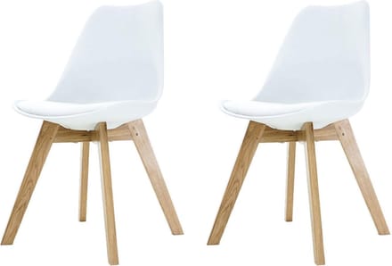 Essence Madera Eetkamerstoel wit - Houten onderstel - Set van 2