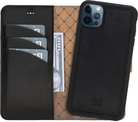 Pulledro geschikt voor iPhone 15 Pro Uitneembaar Lederen Magsafe BookCase Hoesje - Rustic Black
