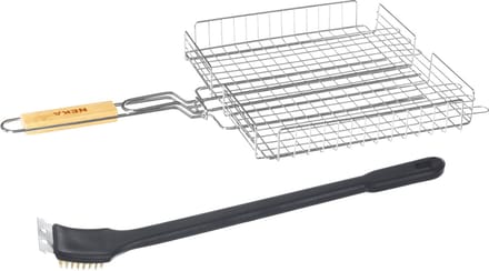 BBQ / Barbecue grill mand - 63 x 35 cm - Incl schoonmaakborstel - Eten maken - RVS