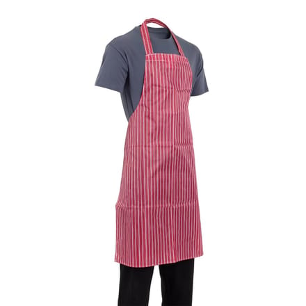 Whites waterdicht halterschort rood-wit gestreept