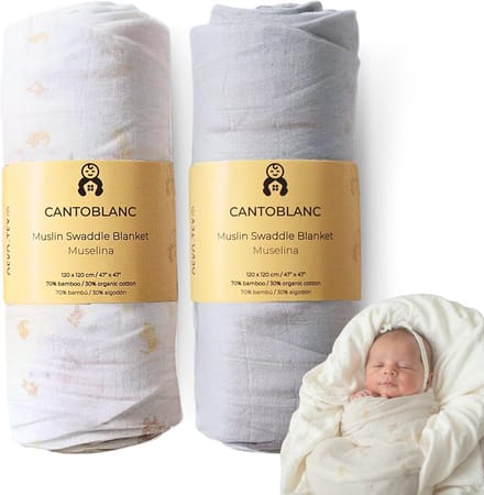 Mousseline Dekens voor Baby's - Zachte Katoen en Bamboe, 2 Stuks, Multifunctioneel