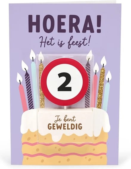 Verjaardagskaart met kaars | 2 jaar | Je bent geweldig