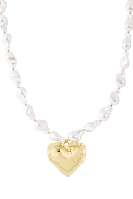 Bijoutheek Collier Pearl Love Hart Goud