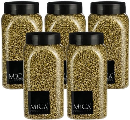Mica Decorations decoratie stenen/granulaat - 5x - 650ml - goud - hobby steentjes