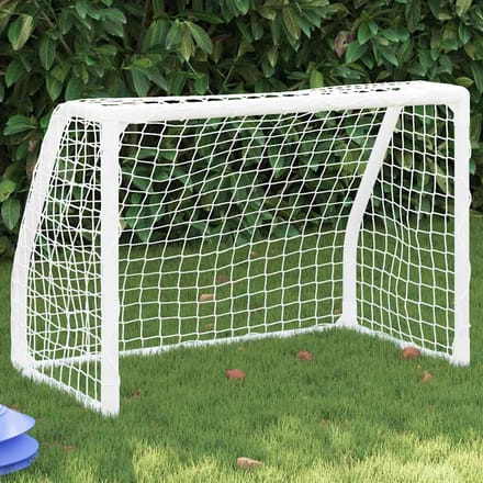 vidaXL - Kindervoetbaldoelen - 2 - st - met - bal - 64x35x48 - cm - metaal - wit