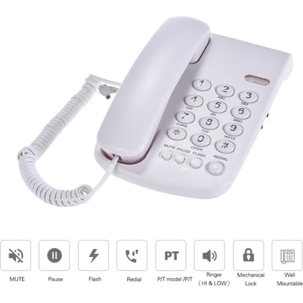Draagbare Bedrade Telefoon Telefoon Mechanisch Slot Wandmontage Handset Basis Other Head wit
