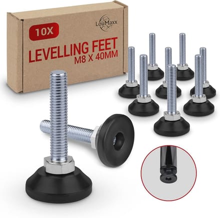 In hoogte verstelbare schroefpoten M8 x 45 mm - set van 10 - ideale oplossing voor zware meubels