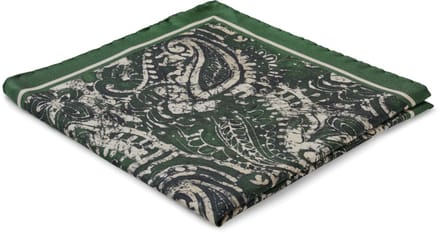 Virtuo | Donkergroene zijden pochet met paisleymotief