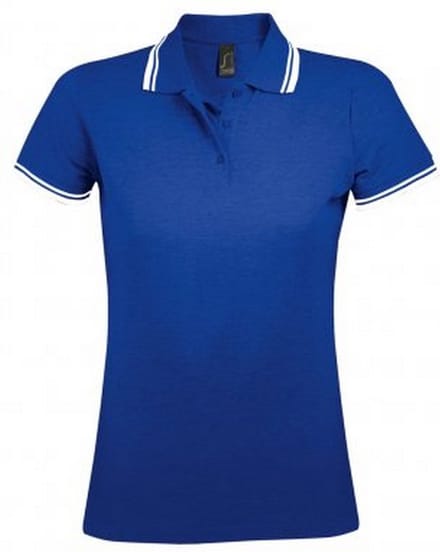 SOLS Dames/dames Pasadena getipt korte mouw Pique Polo Shirt (Koninklijk/Wit)