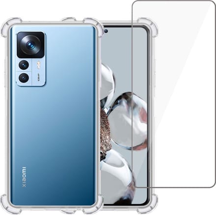 Hoesje geschikt voor Xiaomi 12T + Screenprotector – Tempered Glass - Extreme Shock Case Transparant