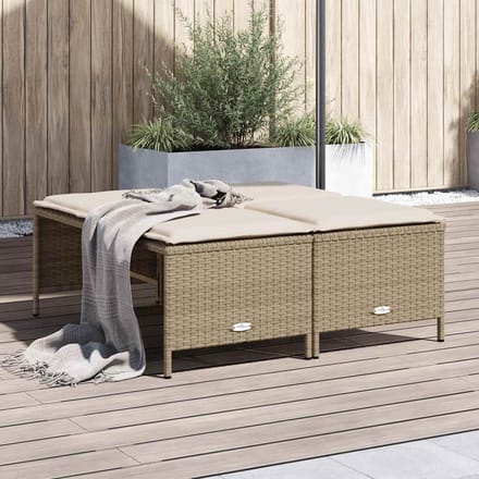 vidaXL Tuinkrukken met kussens 4 st poly rattan beige