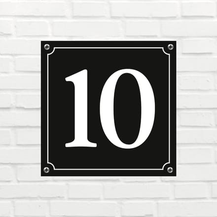 Huisnummerbord Mat zwart Deluxe - Nummer 10 - incl. bevestiging