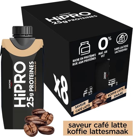 Danone HiPRO Eiwitshake – Koffie – 25g Proteïne – 8 x 330ml – Lactosevrij