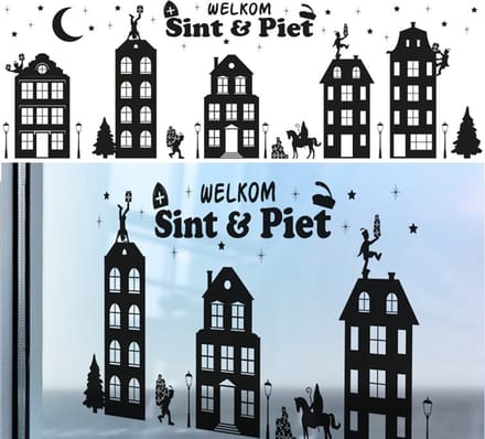Raamstickers welkom sint en piet adhesive – 75 cm.