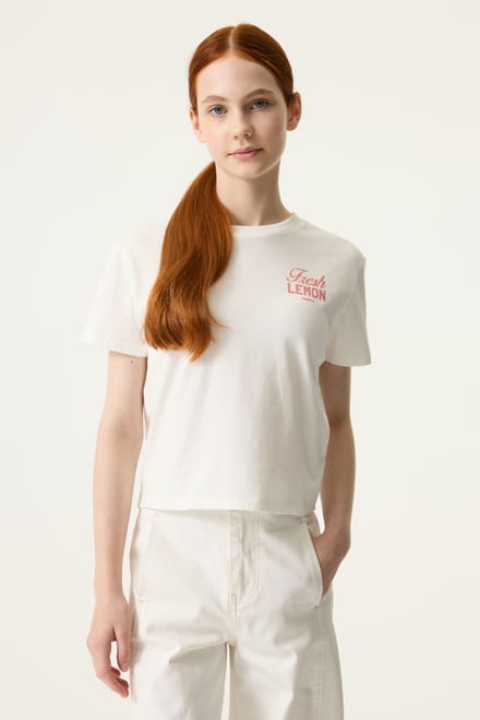 GARCIA Meisjes Print T-shirt Wit Korte mouw