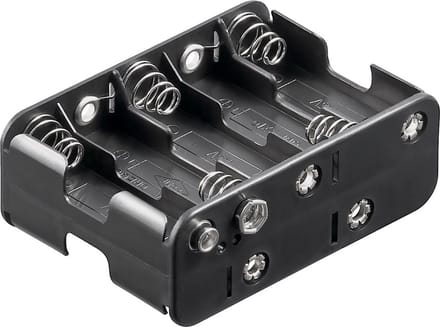 Batterijhouder voor 10 AA-batterijen - push-on bevestiging