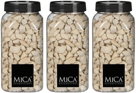 Mica Decorations decoratie steentjes - 3x - creme wit - 1 kilo - 650ml - hobby steentjes