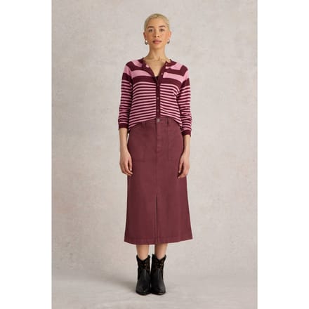 White Stuff Maren Midi Skirt Dark Plum Größe: 18 REGULAR | Jeansröcke Outlet | Damen | Magenta