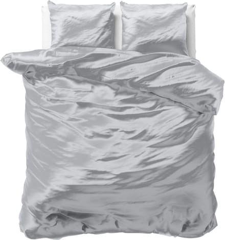 Decoware Dekbedovertrek Glans Satijn 140x220 cm - Grijs - Met Kussensloop - Eenpersoons