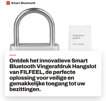 Dailygoods - Smart Bluetooth Vingerafdruk Hangslot - Oplaadbaar, Waterdicht & Biometrisch