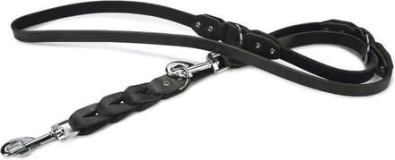 Beeztees leren dressuurlijn Connex. Zwart. 200 cm x 18 mm.