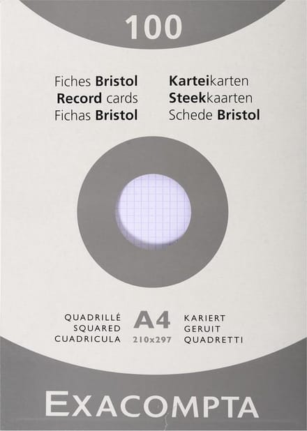 Exacompta etui 100 steekkaarten bristol geruit 5x5 niet geperforeerd 210x297mm - Wit - 13206E