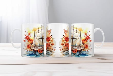 Auqarel koffiemok Zeilboot 6