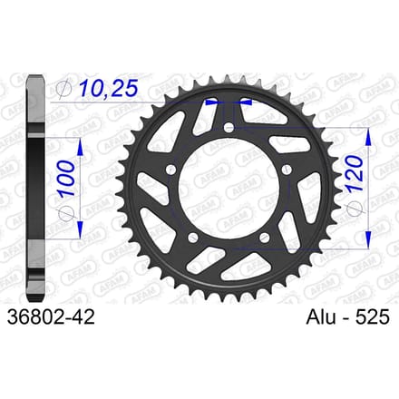 Aluminium tandwiel achter Afam 525 42 dents