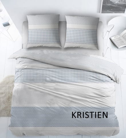 katoen - laken - Kristien bleu - 1 persoons - 180x290 - incl kussensloop