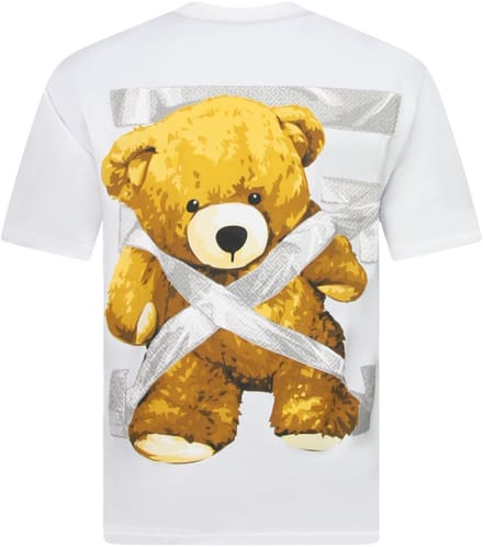 Tshirts Heren Grappig - Oversized T shirt Heren - Heren Tshirt met Opdruk - Fun Shirts Bear -1960- Wit