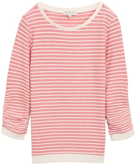Tom Tailor Denim - Sweatshirt met streepmotief - Maat S - red white structure stripe