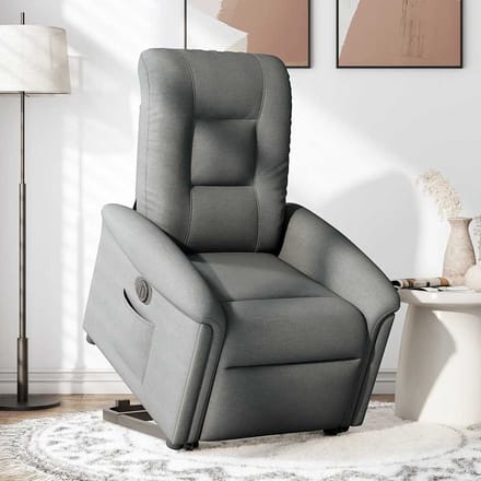 vidaXL - Sta-op-stoel - elektrisch - verstelbaar - stof - donkergrijs